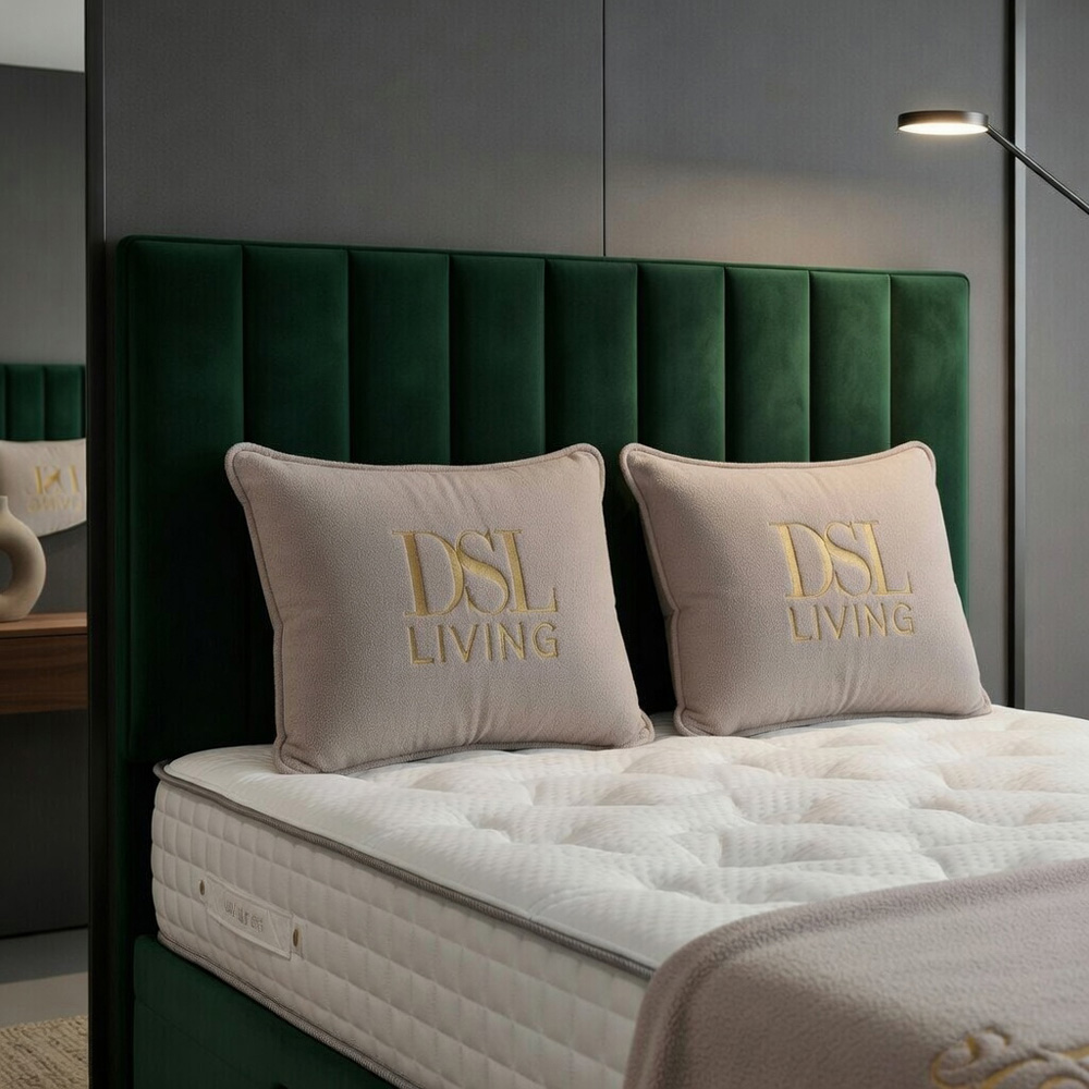 DS Living Aether King Size Green Plush Velvet Divan Bed Image 2
