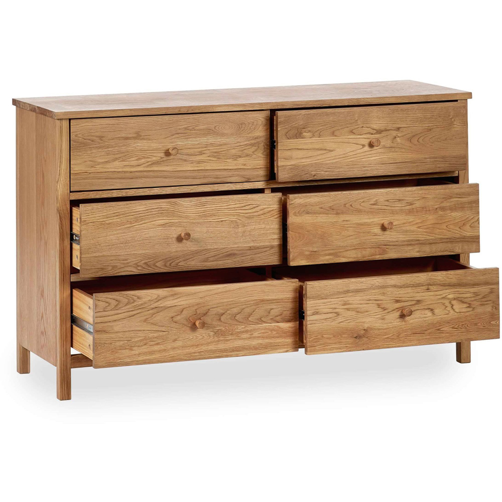 Julian Bowen Coxmoor 6 Drawer Solid Oak Wide Chest of Drawers Image 3