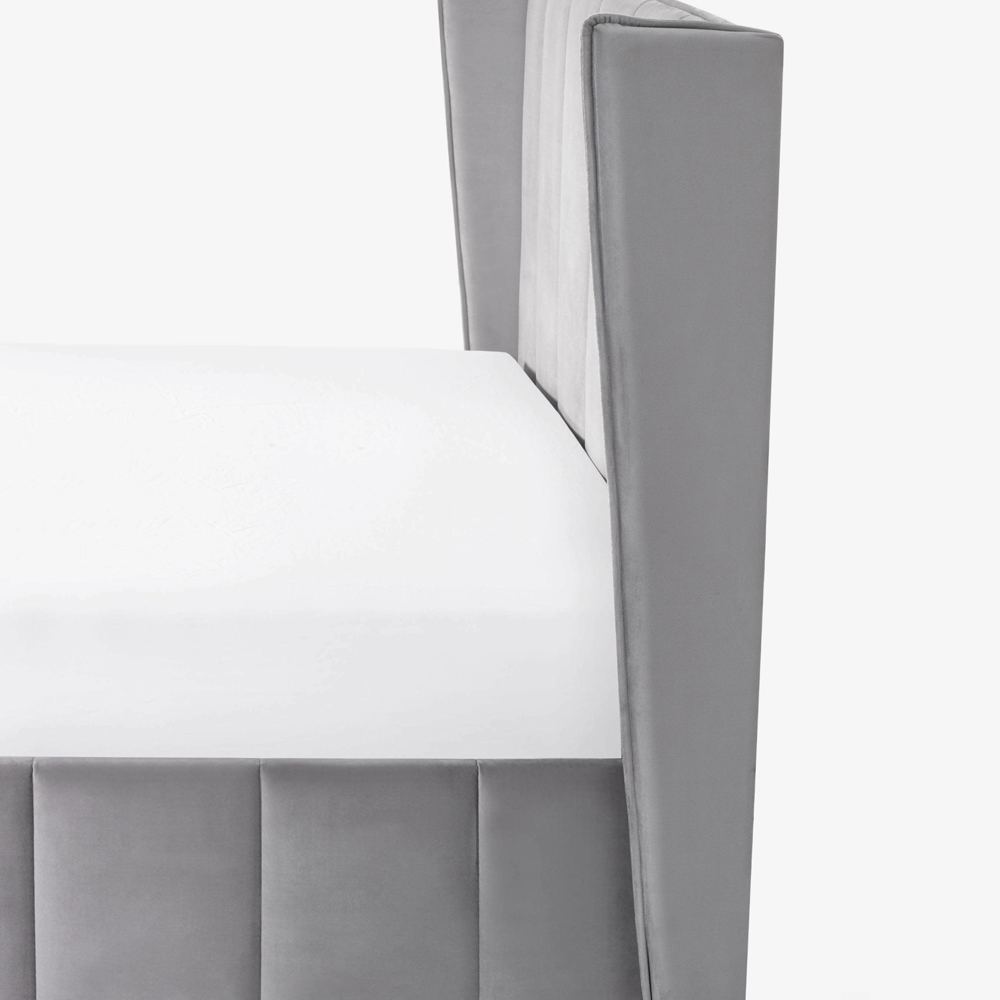 Julian Bowen Katie King Size Grey Velvet Bed Frame with Winged Headboard Image 8