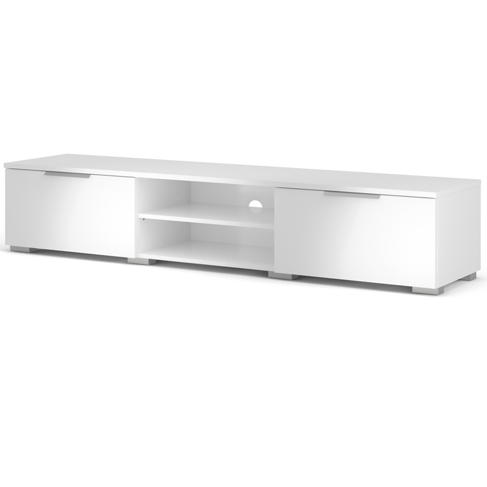 Florence Match 2 Drawers 2 Shelf White High Gloss TV Unit Image 3