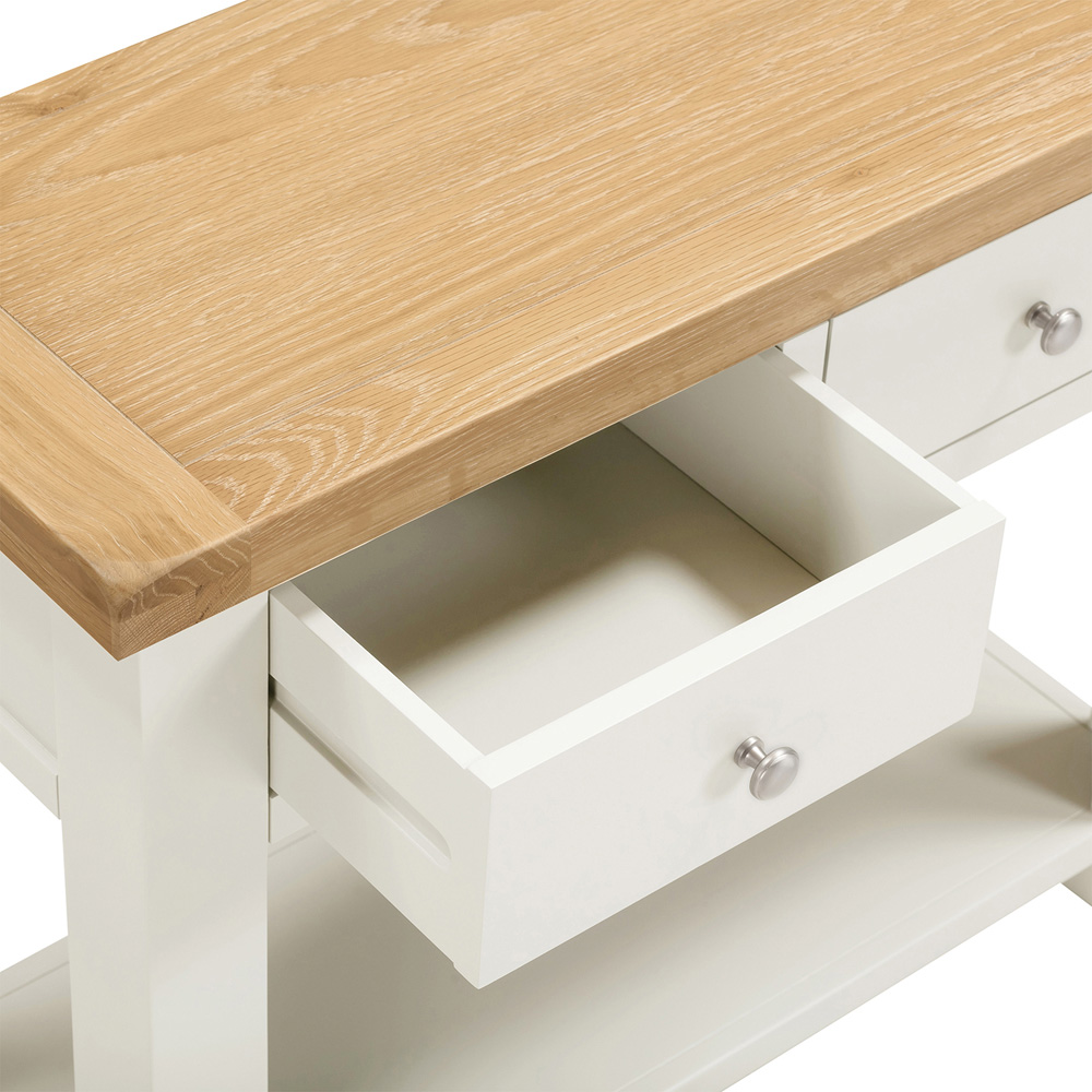 Seconique Windsor 2 Drawer Ivory and Oak Console Table Image 7