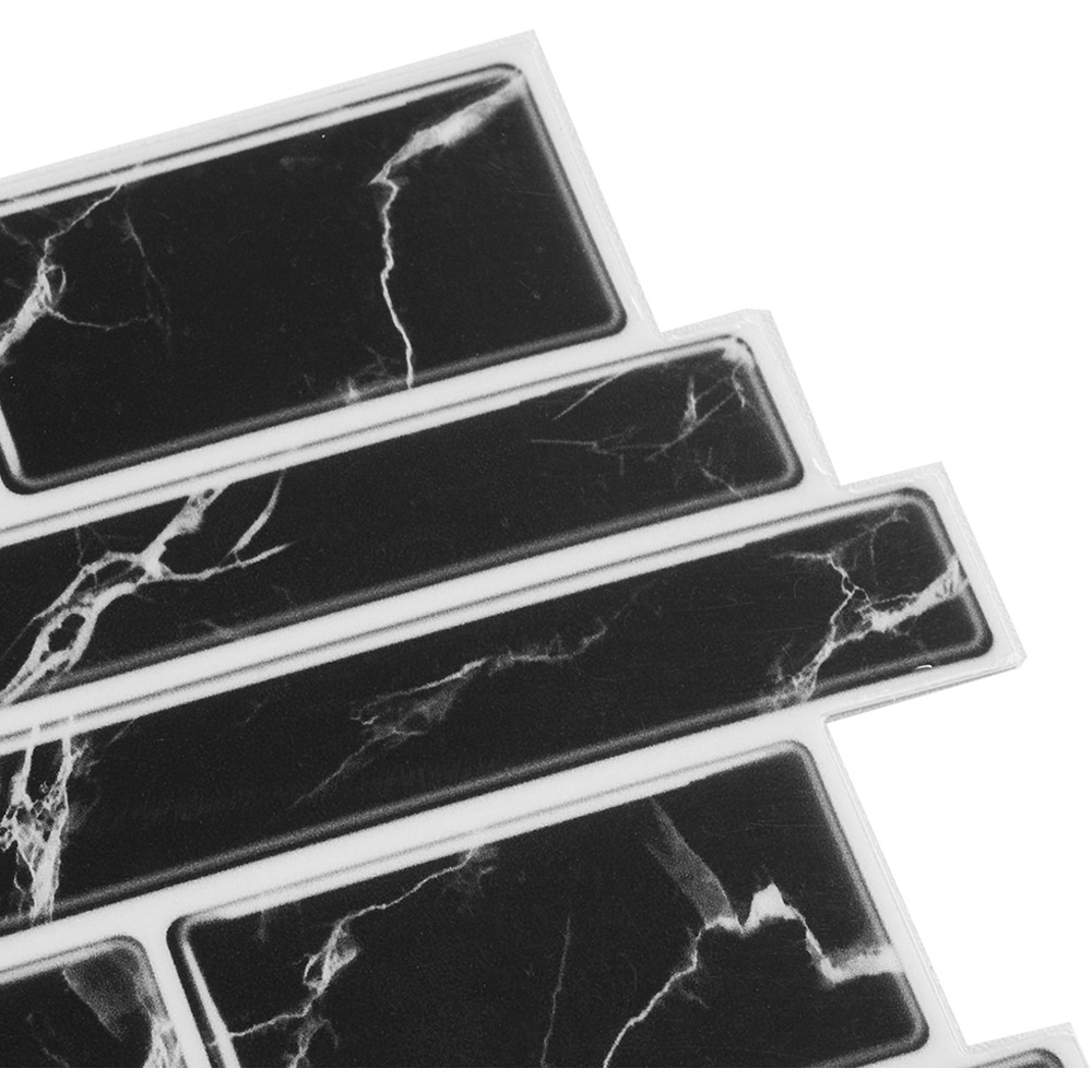 Living and Home Marble Effect Black Self-Adhesive Wall Tile Sticker 20 Pack Image 5