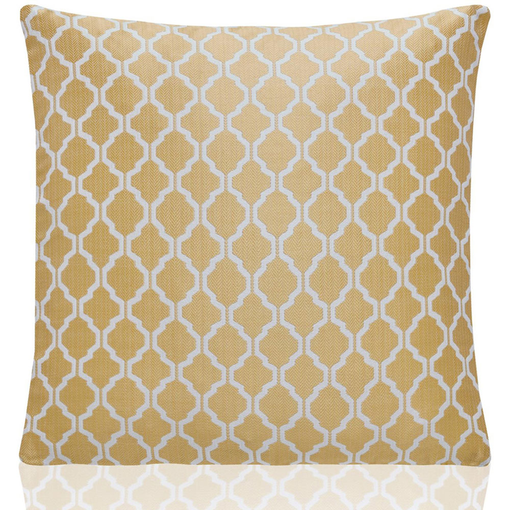 Alan Symonds Ochre Jacquard Weave Geometric Cushion with Polyester Filled Pad 45 x 45cm 4 Pack Image 2