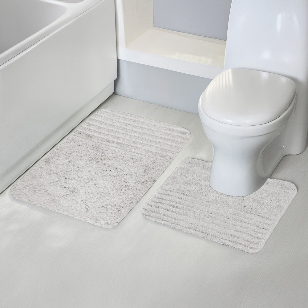 Velosso Linear White Bath Mat Set Image 2