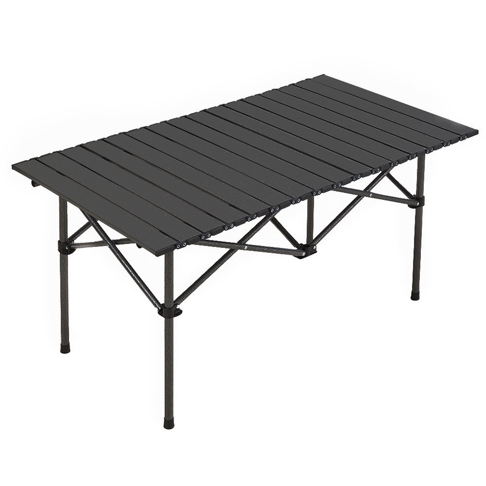 Living and Home 4 Seater Black Portable Folding Camping Table and Chair Set Image 3