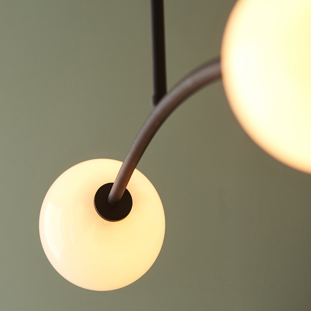 Merano Rovigo Matt Black and Opal Glass 4 Light Ceiling Light Image 4