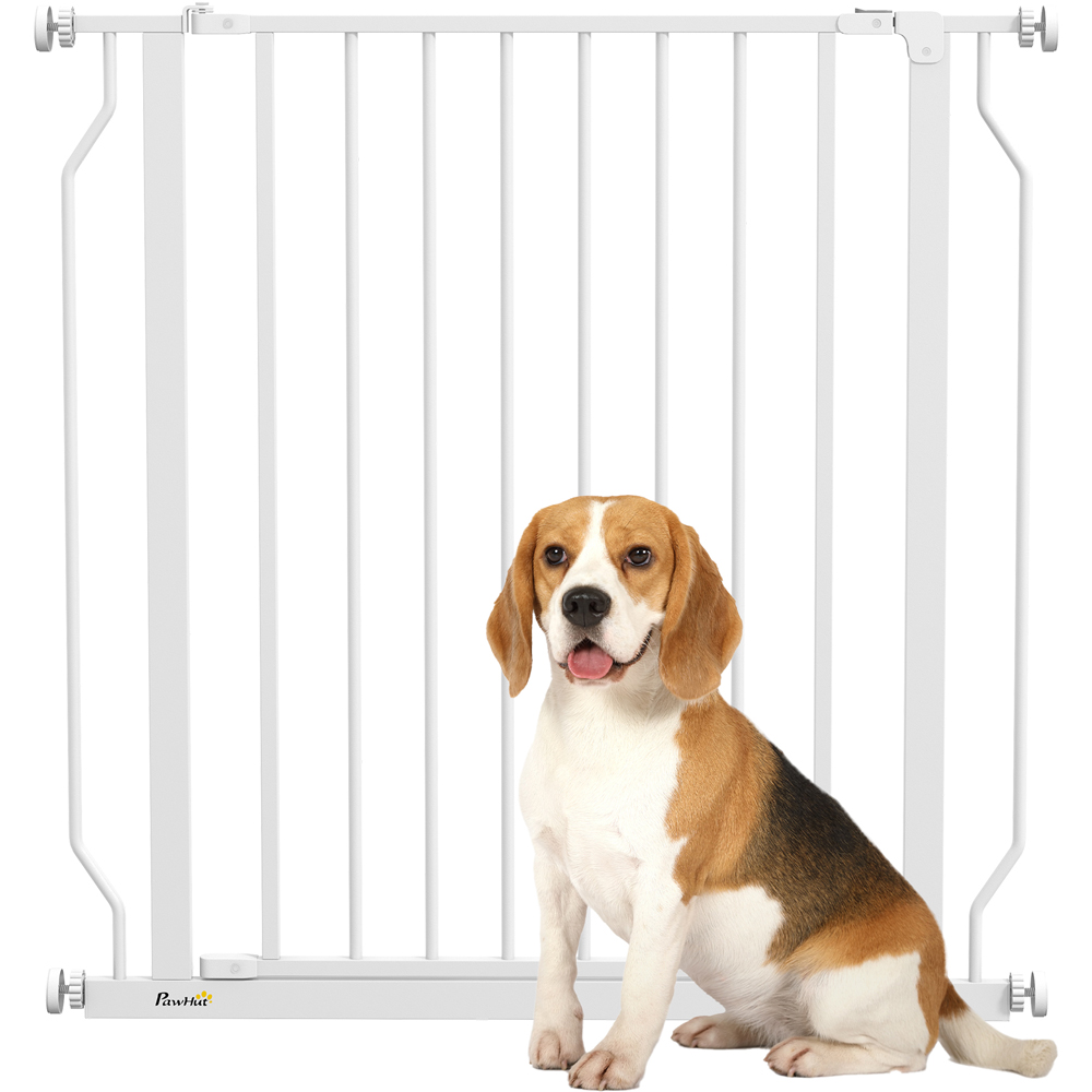 PawHut White 75-85cm Door Pressure Fit Wide Stair Pet Safety Gate Image 3