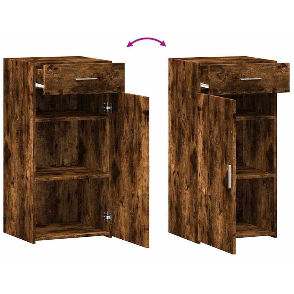 vidaXL Single Door Single Drawer Smoked Oak Sideboard Image 7