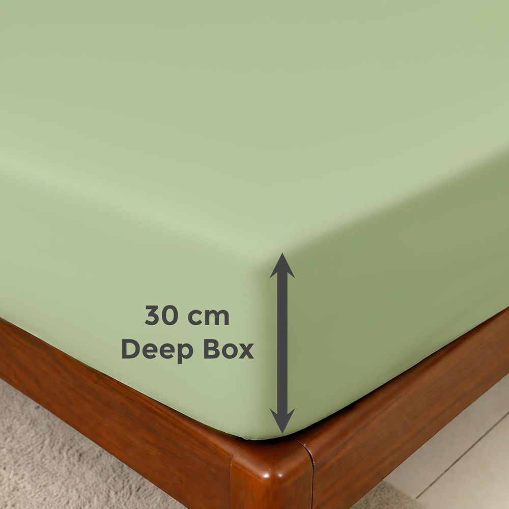 MHG Living Double Green 300 Thread Count Fitted Sheet Set Image 7