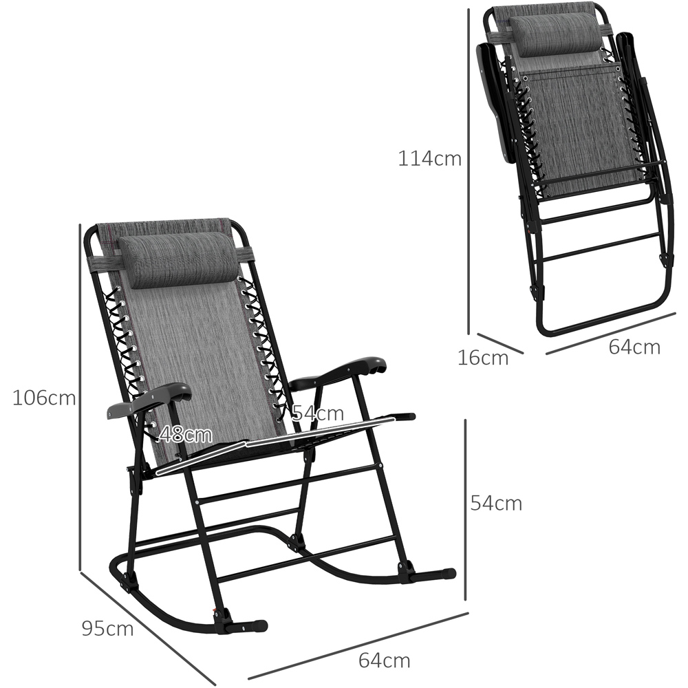 Outsunny Grey Zero Gravity Folding Rocking Chair Image 8