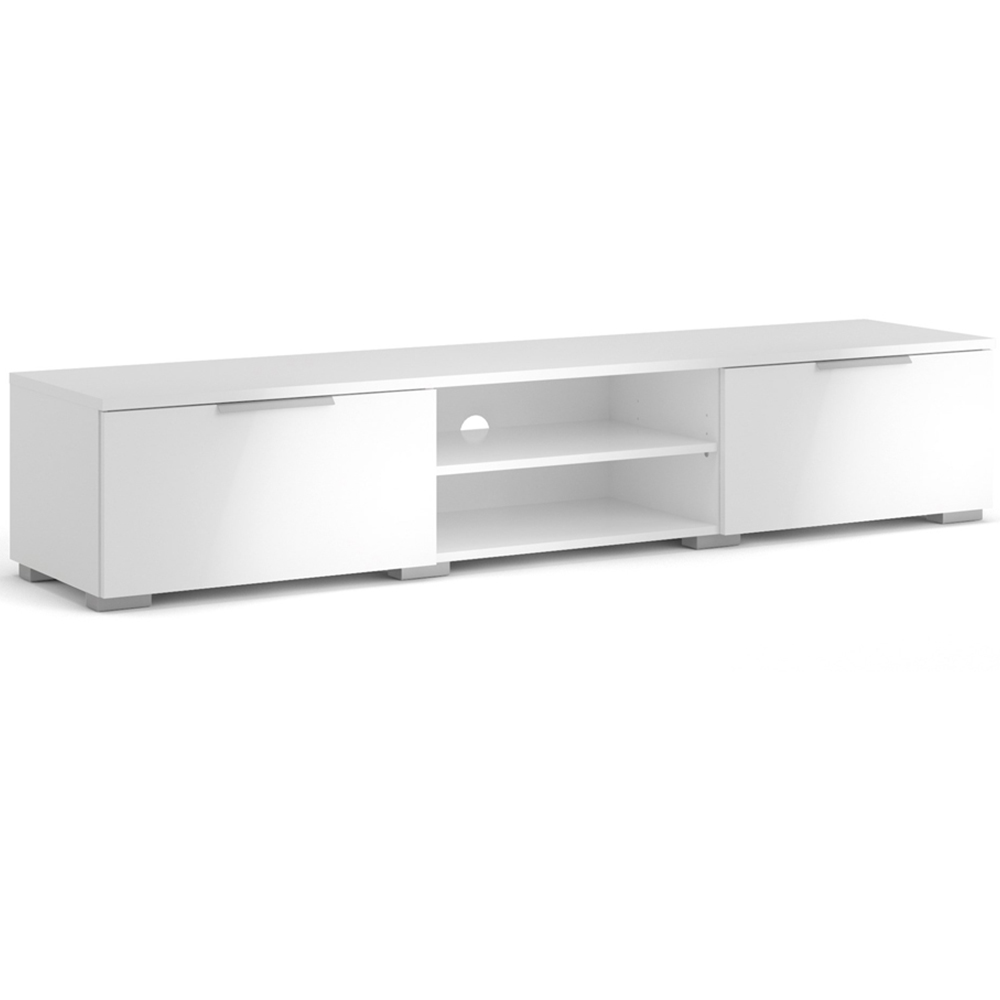 Florence Match 2 Drawers 2 Shelf White High Gloss TV Unit Image 2