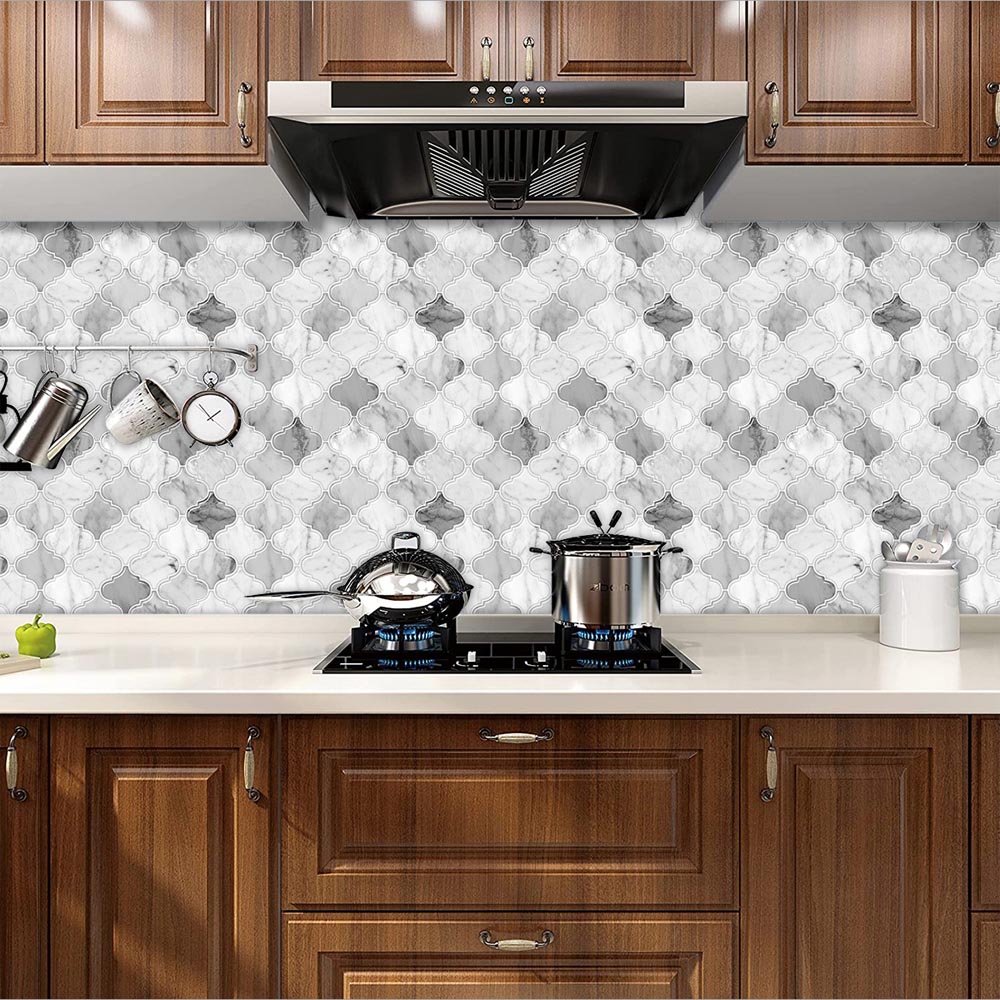 Living and Home 2.5mm Lantern Marble Mosaic Peel and Stick Backsplash Tile 10 Pack Image 6