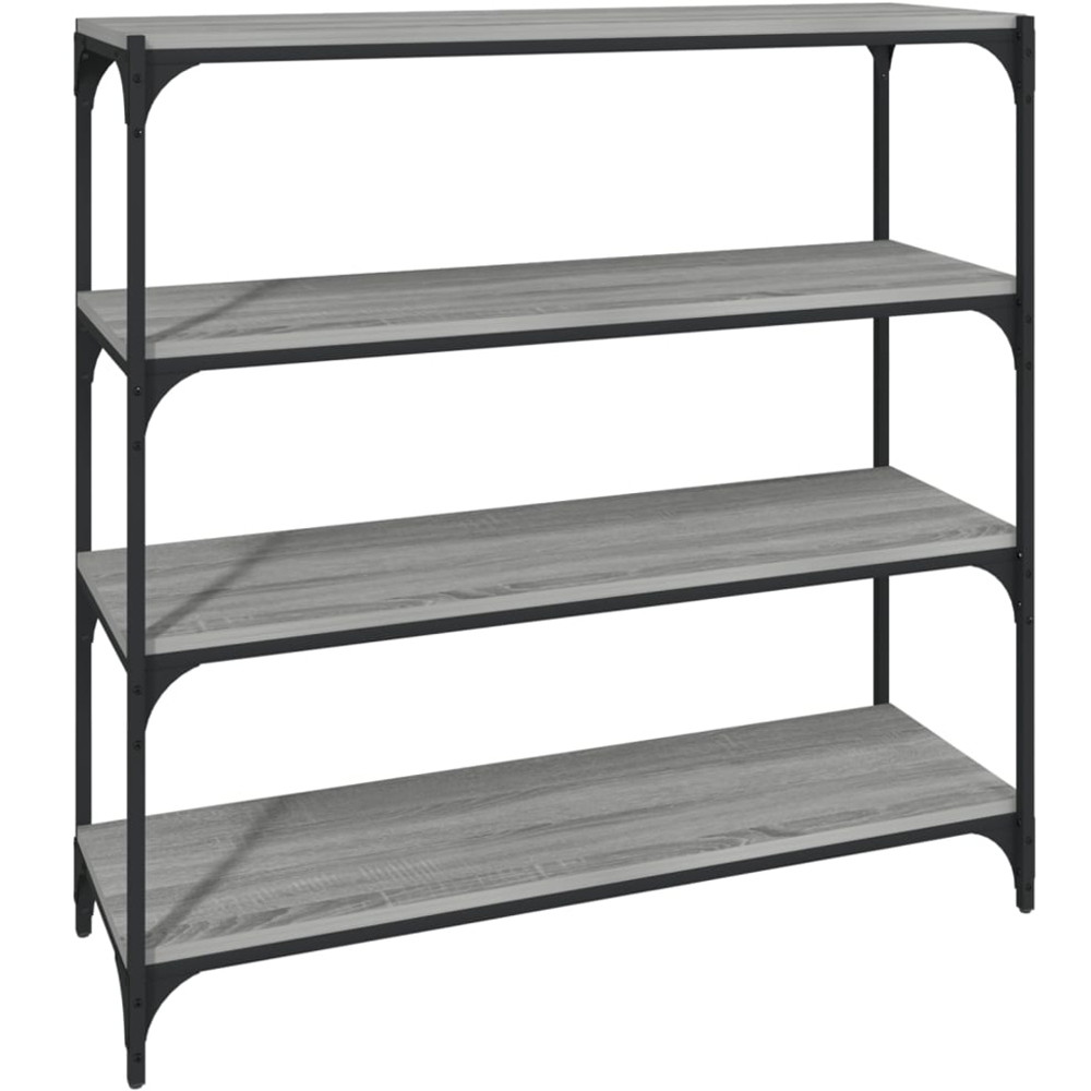 vidaXL 4 Shelf Grey Sonoma Wood and Steel Bookcase Image 2