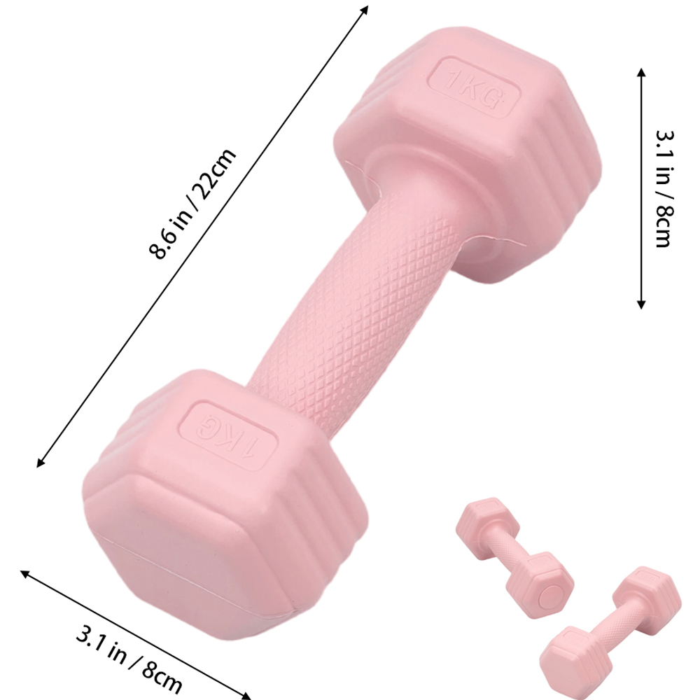 H&O Direct Light Pink Hexagonal Dumbbell with Non-Slip Grip 1kg 2 Pack Image 6