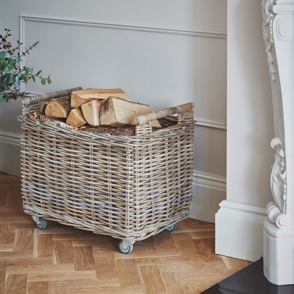 Ivyline Natural Rattan Rustic Log Cart Image 2
