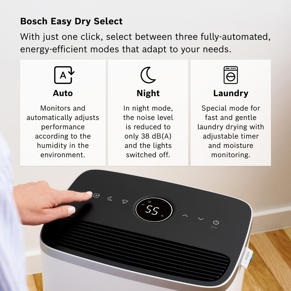 Bosch Dry 4000 White Lightweight Dehumidifier with LED Light Ring 16L Image 4