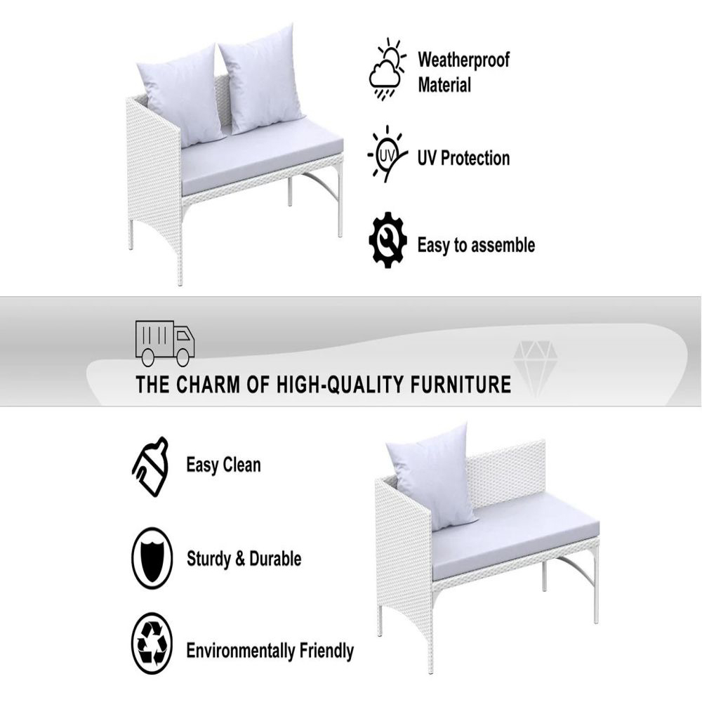 Rattrix 3 Seater Grey Rattan Garden Chaise Conversation Set with Cushion Image 5