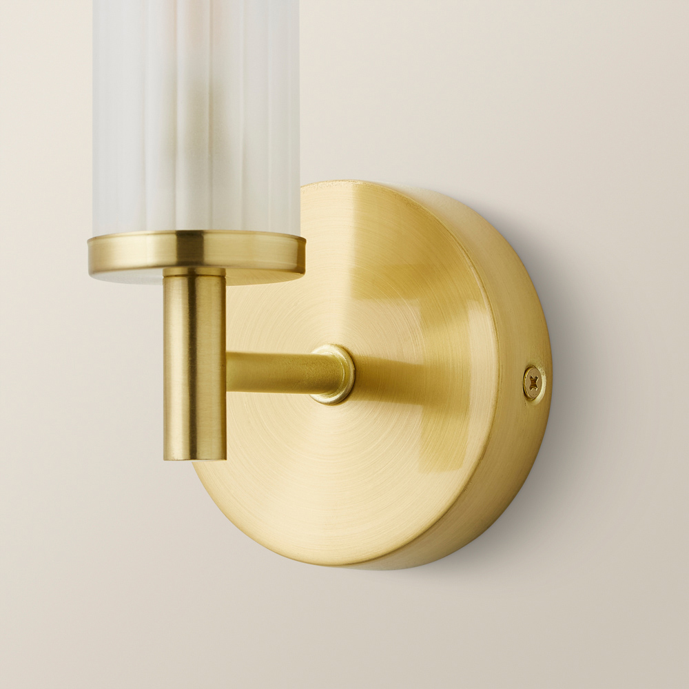ValueLights Canya Matte Gold Frosted Reeded Glass LED Wall Light Image 3