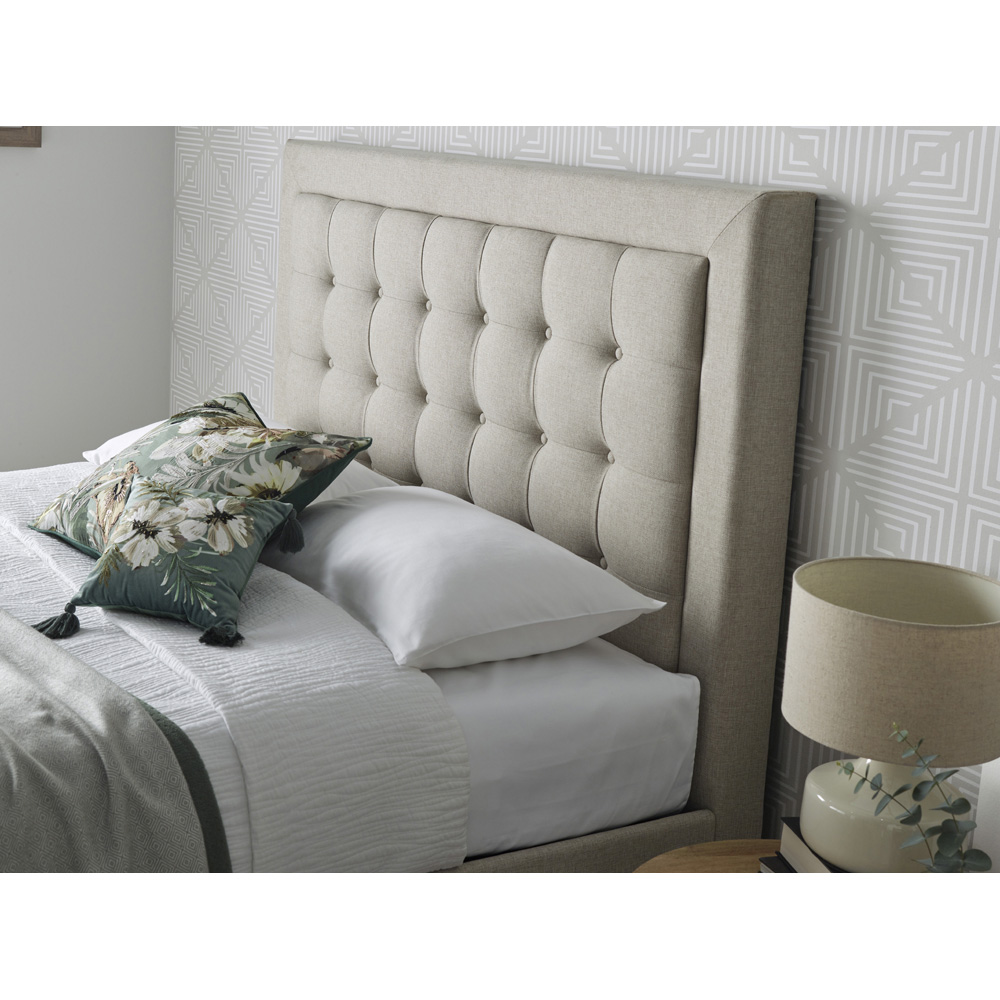 Brandon Double Oatmeal Fabric Ottoman Bed Image 3
