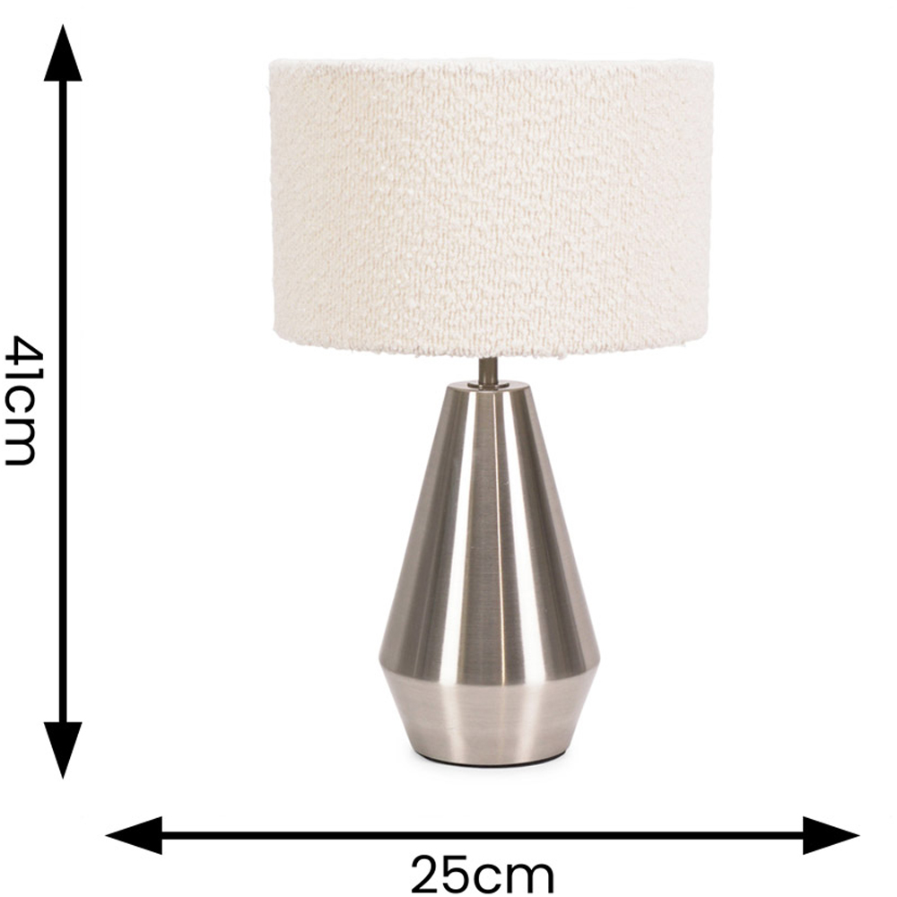 ValueLights Jax Cream Boucle Shade Brushed Chrome Touch LED Table Lamp Image 6