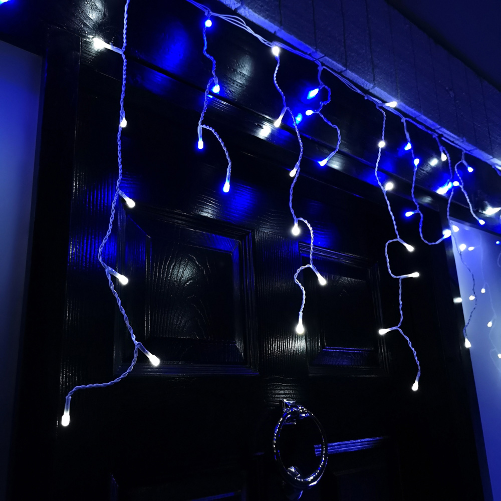 Samuel Alexander 1000 Blue and White LED Frosted White Cable Icicle Light 25m Image 1