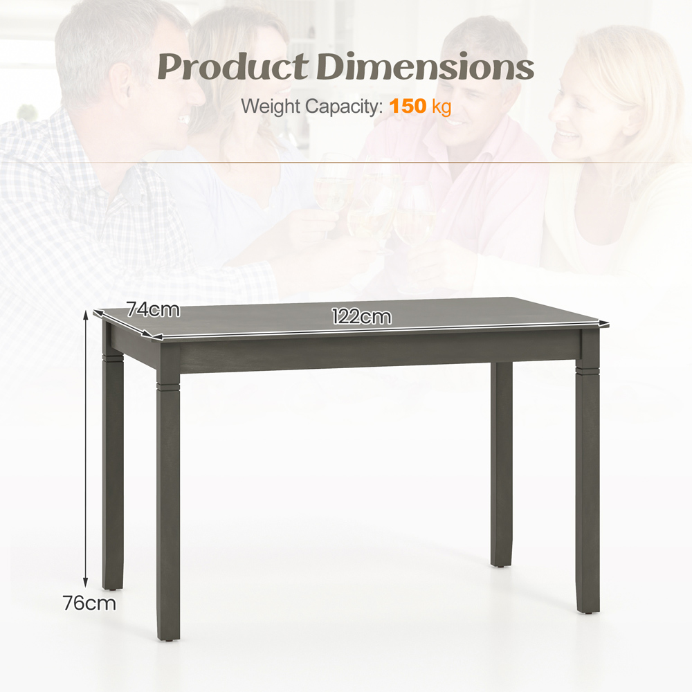 Costway 4 Seater Wooden Rectangular Dining Table Grey Image 9