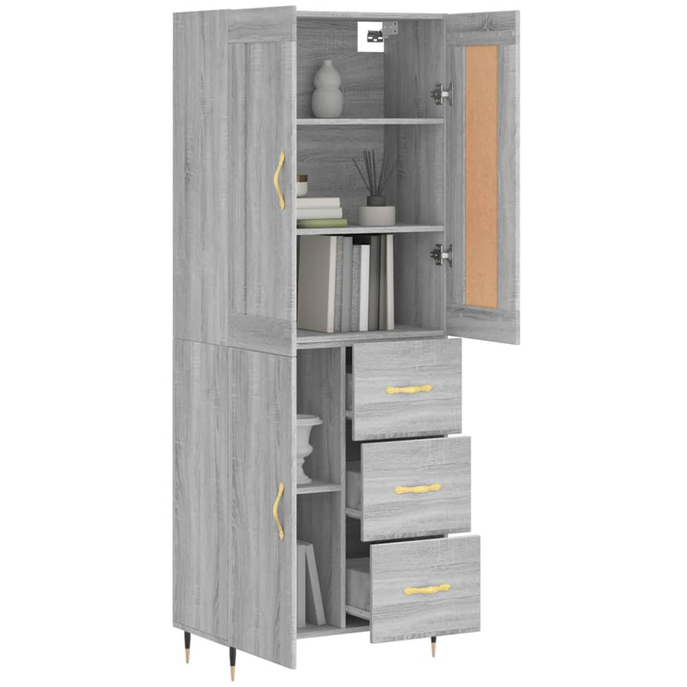vidaXL 3 Door 3 Drawer Grey Sonoma Highboard Image 3