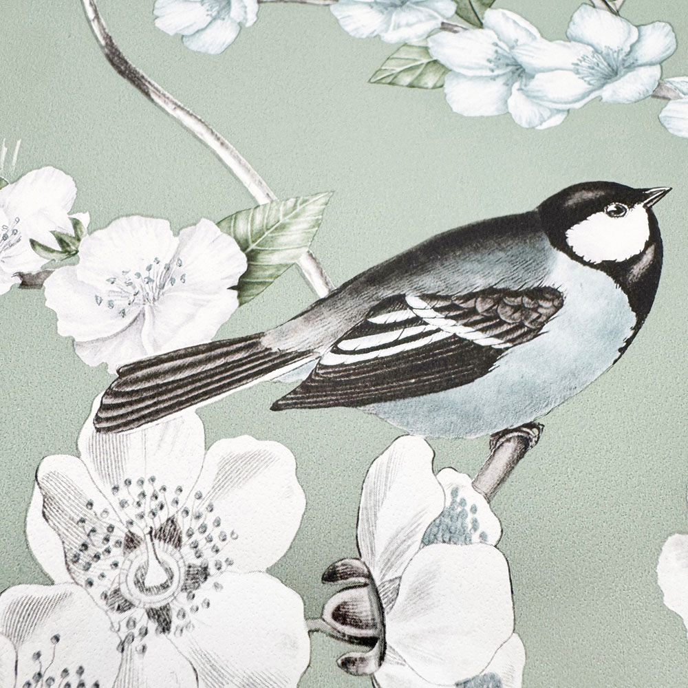 Muriva Avery Floral Green Wallpaper Image 2