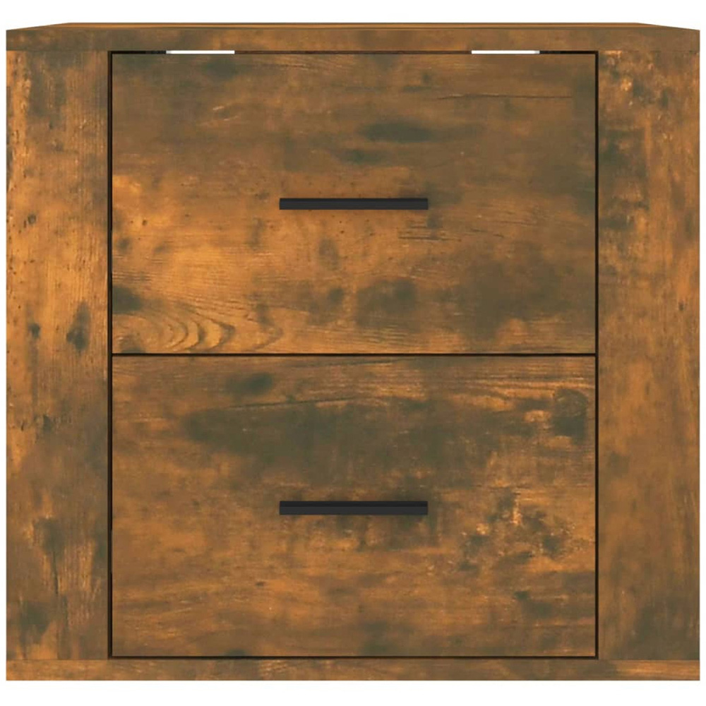 vidaXL 2 Drawer Smoked Oak Wall Mounted Bedside Cabinet Image 4