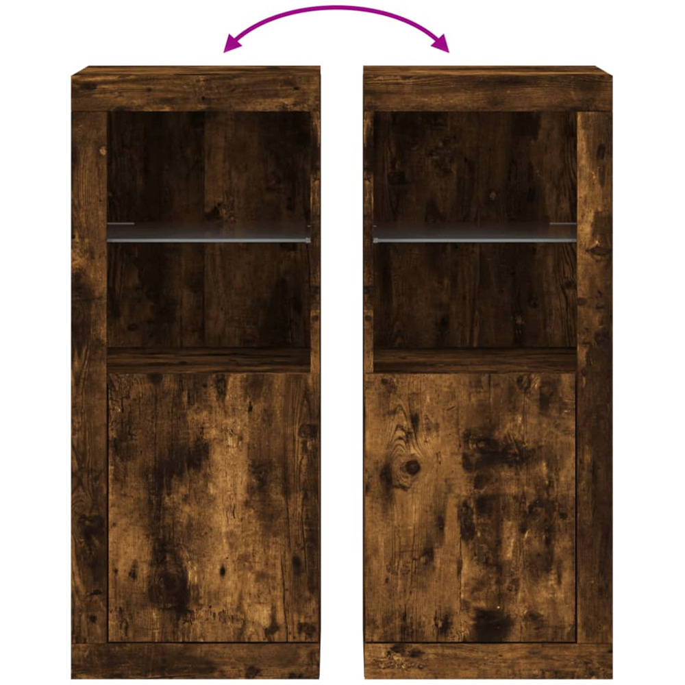 vidaXL Single Door 2 Shelf Smoked Oak Sideboard with RGB LED Lights Image 8
