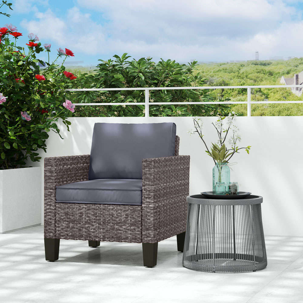 Outsunny Light Dark Grey Rattan Garden Armchair with Cushions Image 4