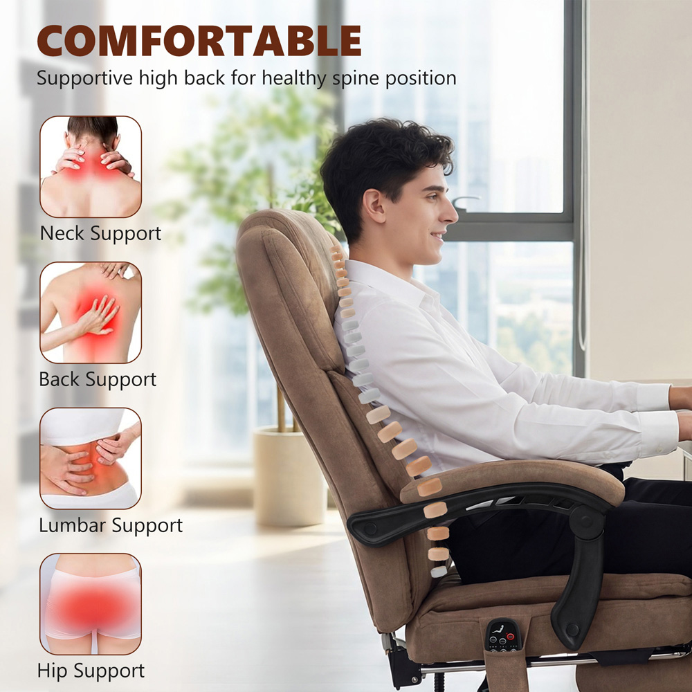 Portland Brown Massage and Heat Office Chair Image 4