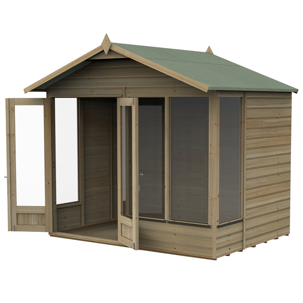 Forest Garden 8 x 6ft Beckwood Double Door 4 Window Apex Summerhouse Image 1
