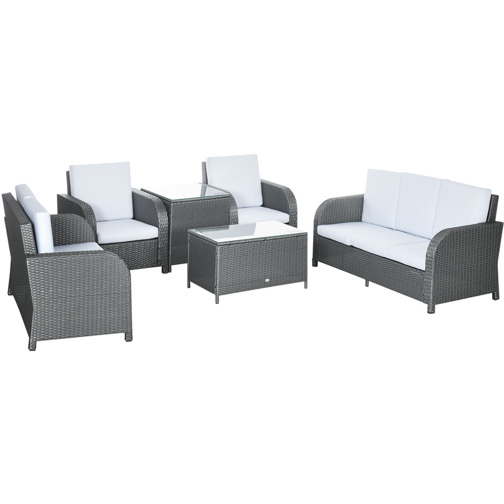 Outsunny 7 Seater Grey Rattan Garden Sofa Set with Glass Table Image 2