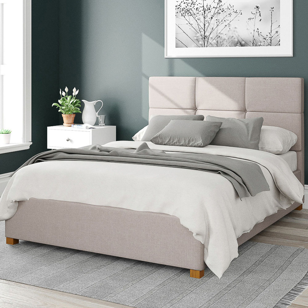 Aspire Caine Double Off White Eire Linen Ottoman Bed Image 1