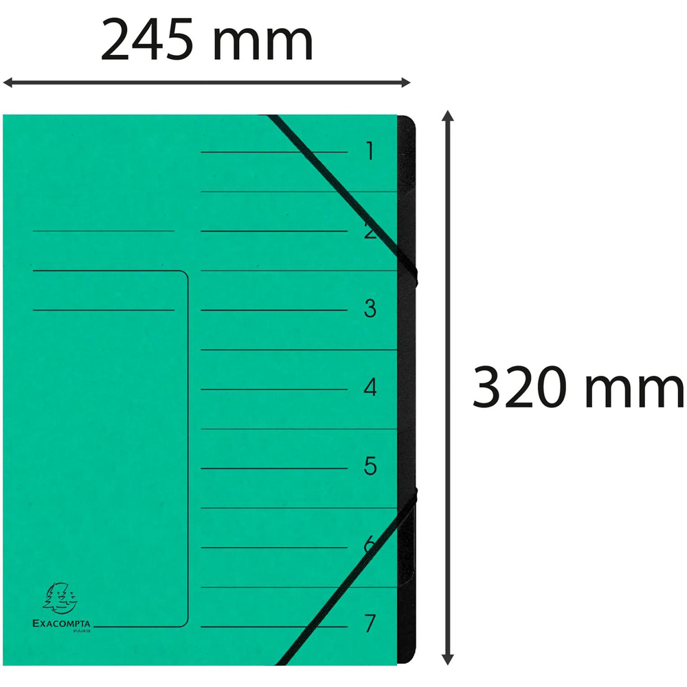 Exacompta A4 7 Compartment Green Elastic Multipart File Folder 10 Pack Image 7