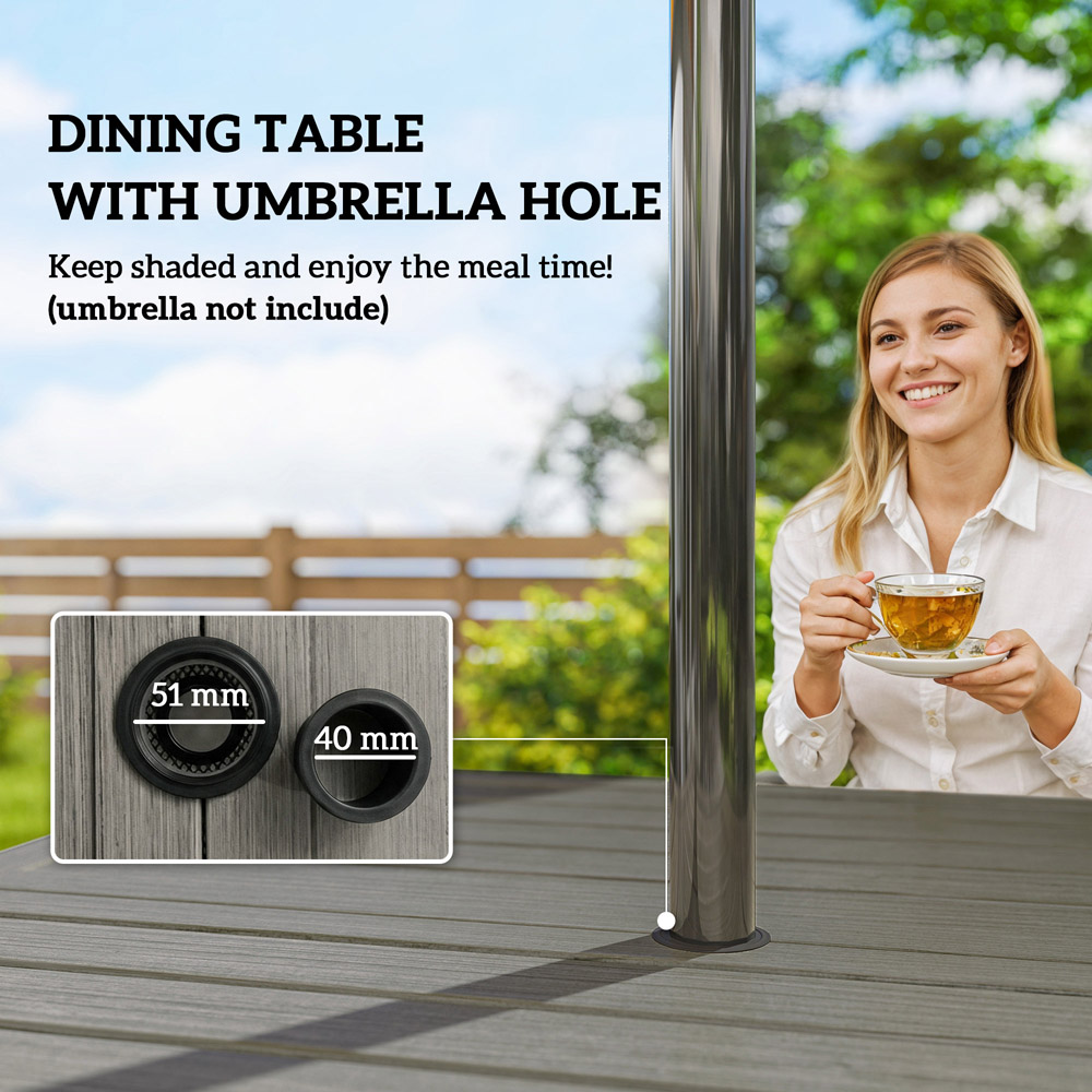 Outsunny 4 Seater Garden Dining Set Grey and Khaki Image 4