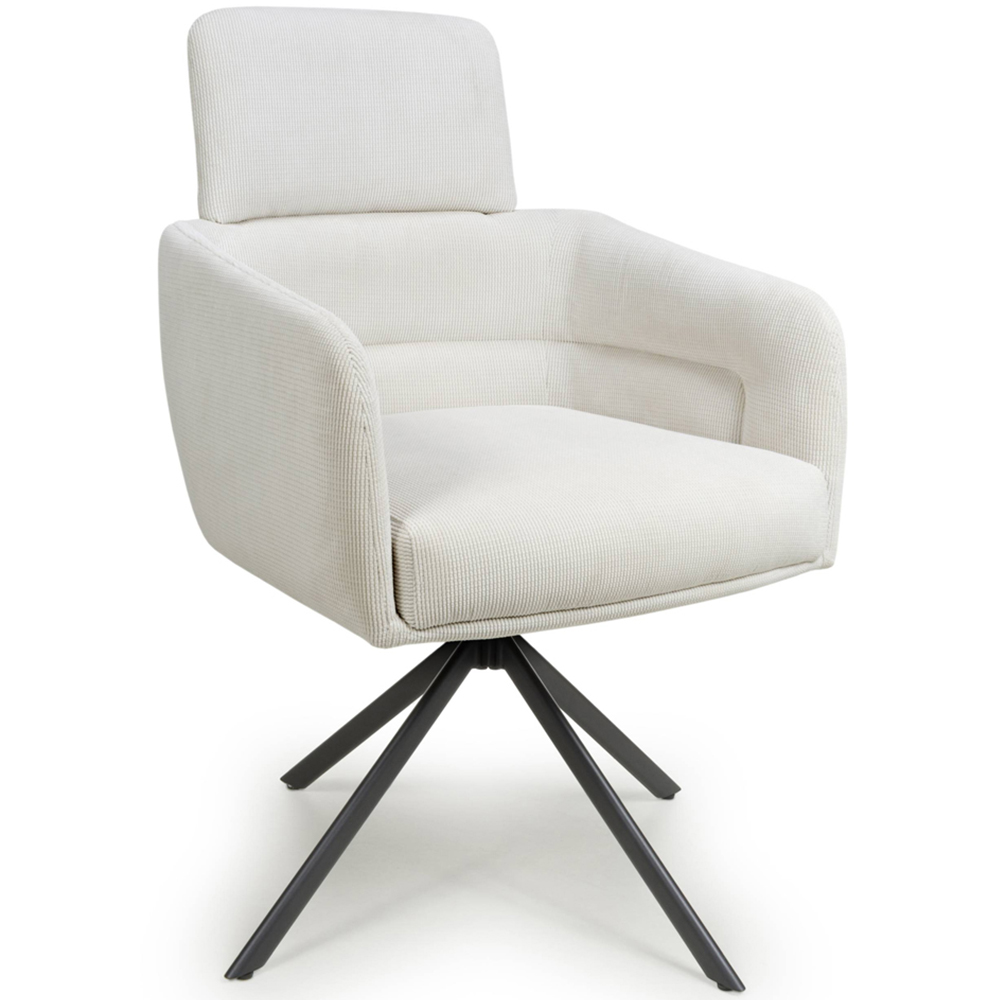 Polaris Set of 2 Corduroy White Swivel Chair Image 2