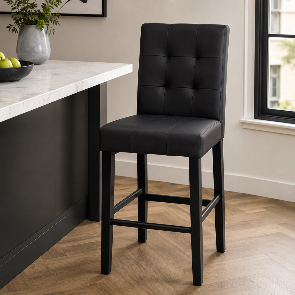 Premier Housewares Regents Park Black Leather Bar Chair Image 4