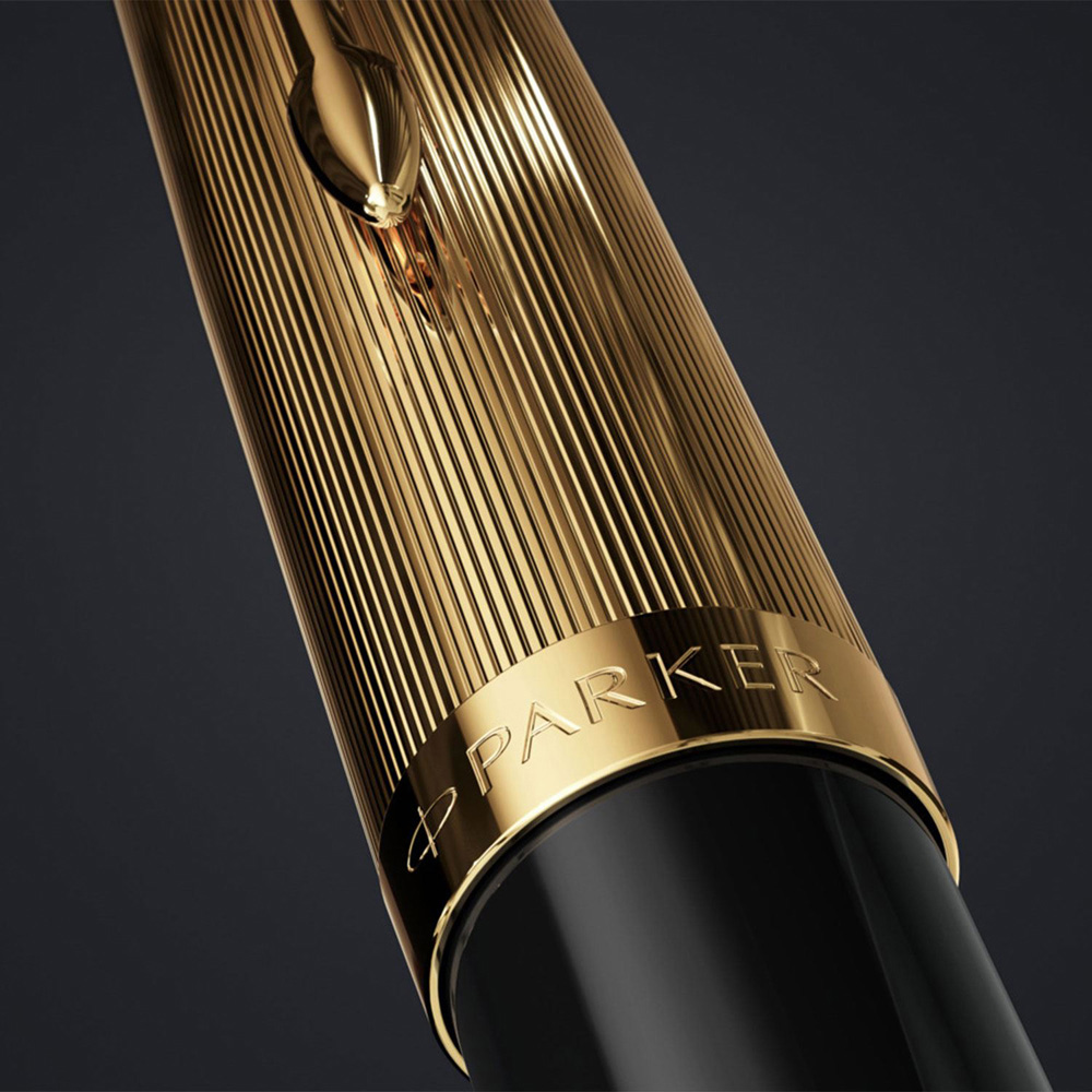 Parker 51 Delux Black 18K Gold Nib Black Ink Fountain Pen Gift Box Image 5