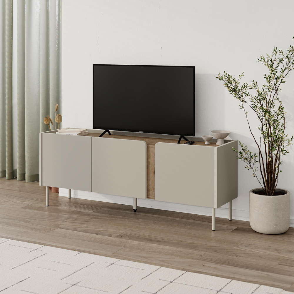 Decortie Norm 3 Door Natural Oak TV Unit Image 6