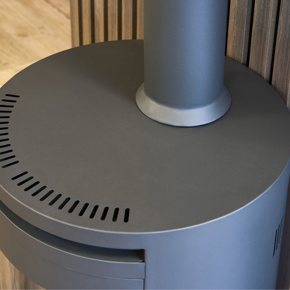 OKO S5 Charcoal Grey Bio Ethanol Cylinder Stove with Log Storage Image 6