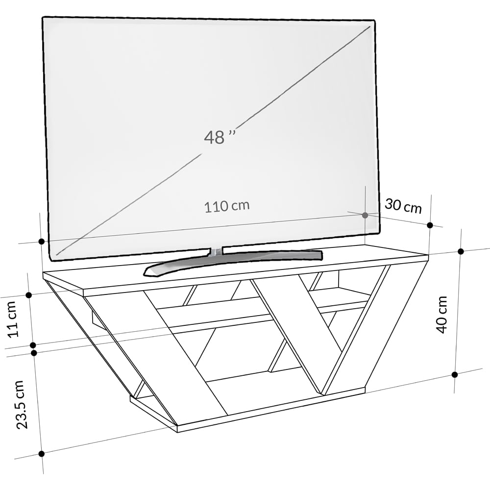 Decortie Pipralla 2 Shelf Black Bute Effect Modern TV Unit Image 8