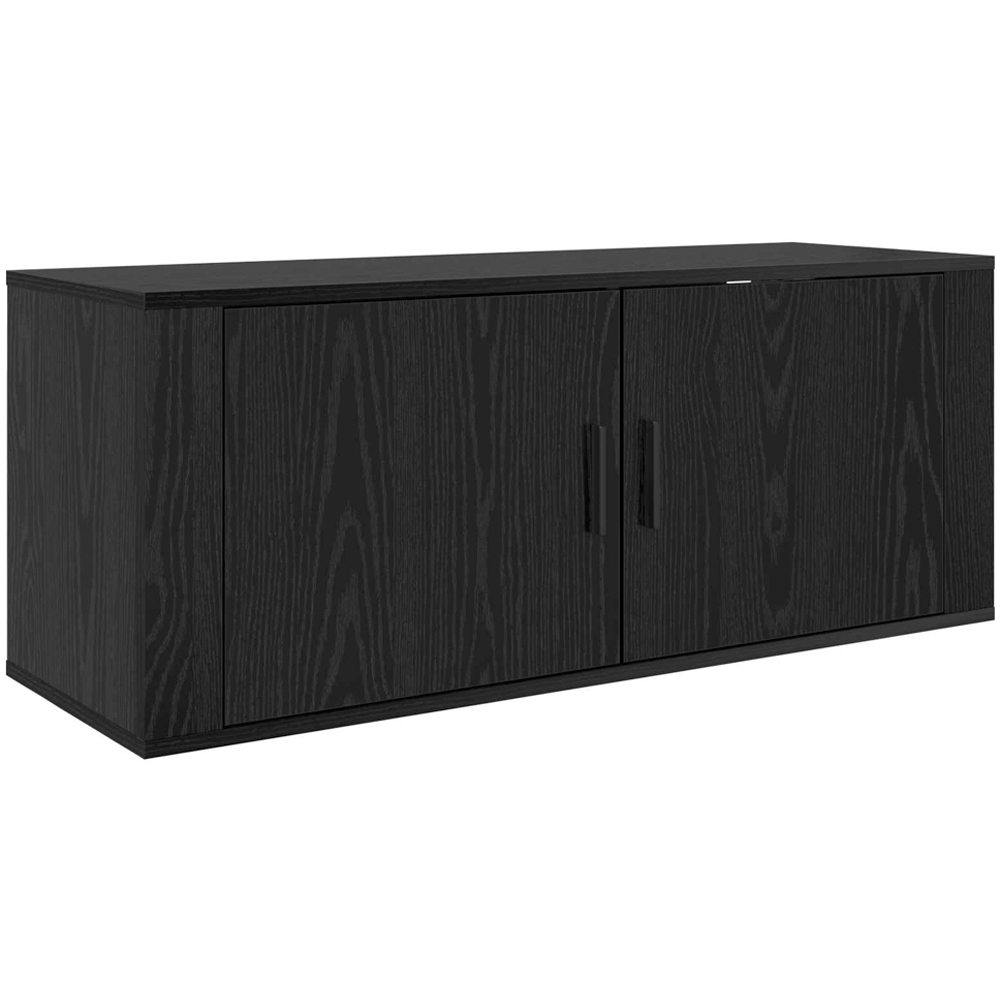 vidaXL 2 Door Black Oak Wooden Wall-Mounted TV Cabinet Set of 2 Image 5