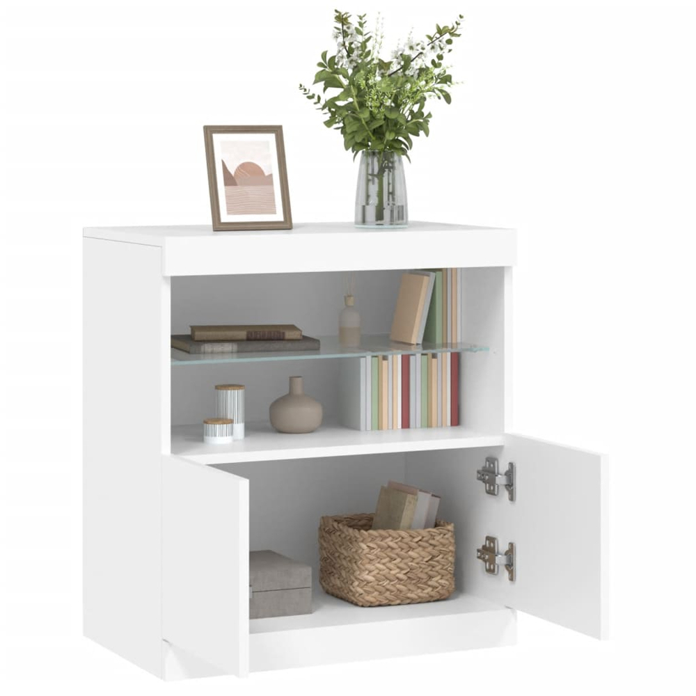 vidaXL 2 Door 2 Shelf White LED Sideboard Image 4