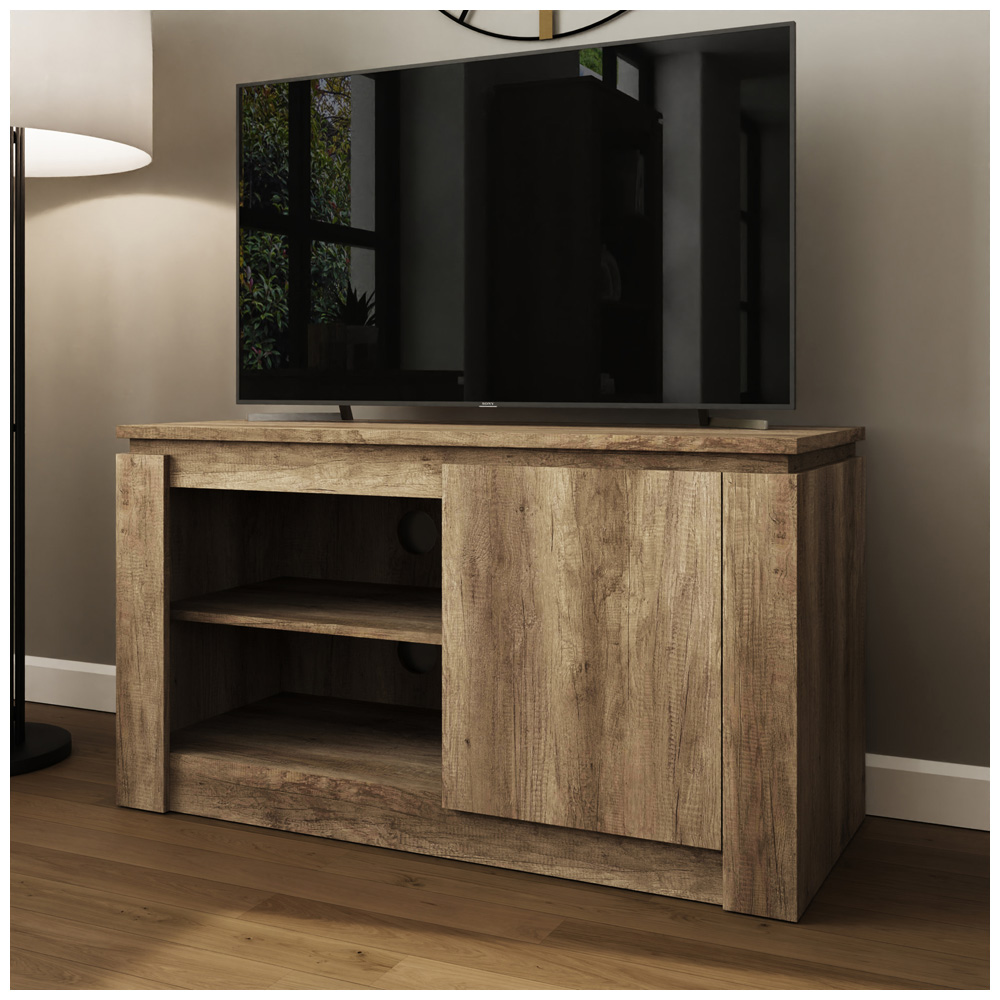 GFW Canyon Single Door 2 Shelf Grey Oak Compact TV Unit Image 7