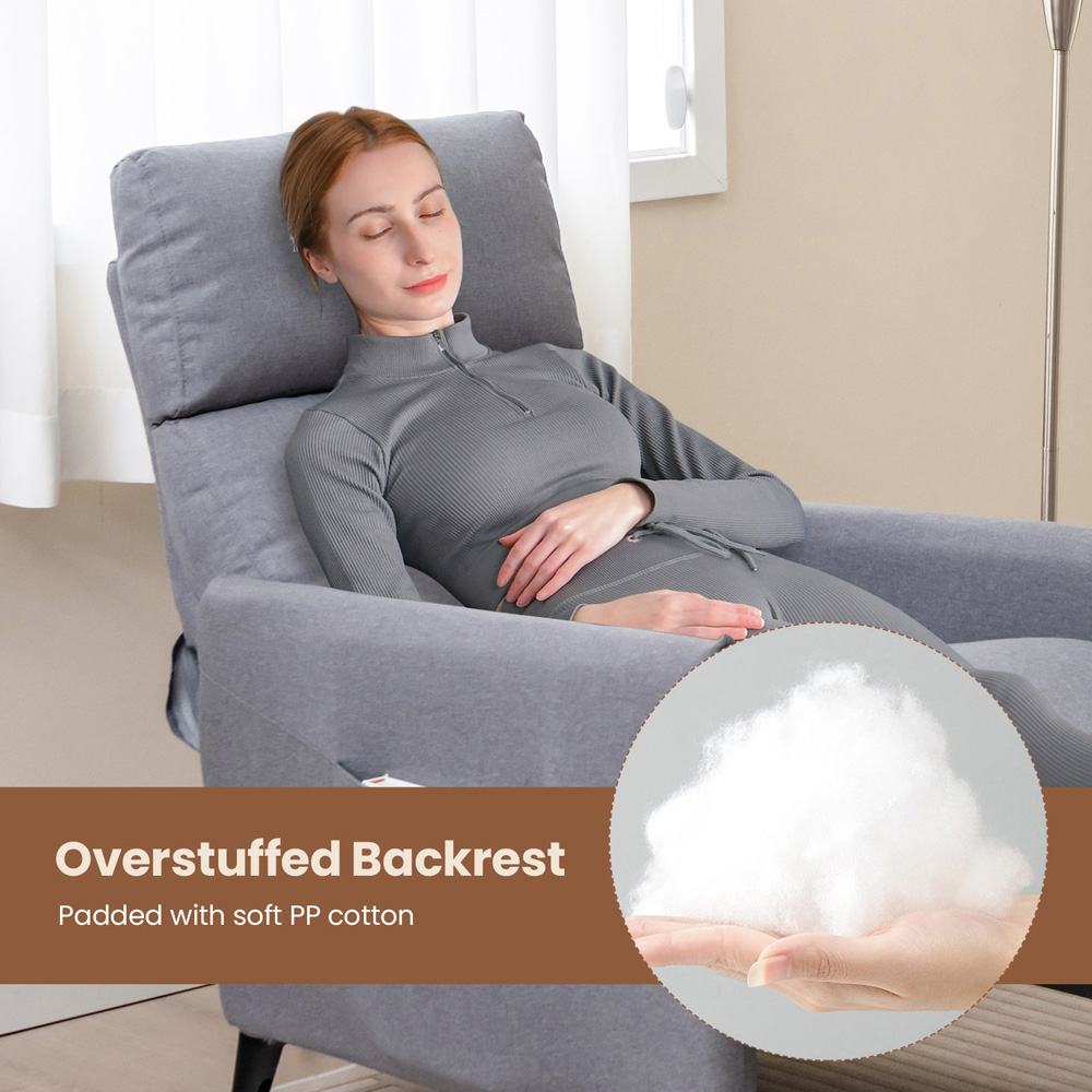 Costway Grey Recliner Armchair with Footrest Image 8