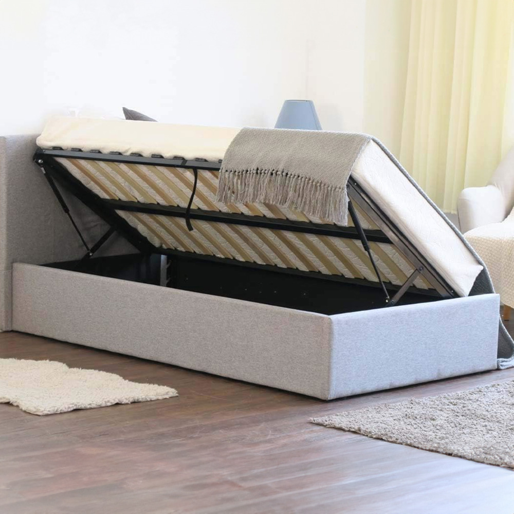 Home Treats Single Grey Ottoman Bed Image 4