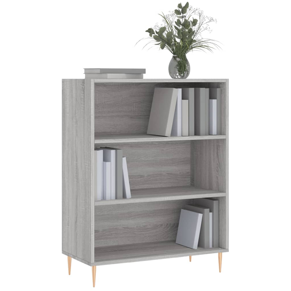 vidaXL 3 Shelf Grey Sonoma Bookcase Image 3
