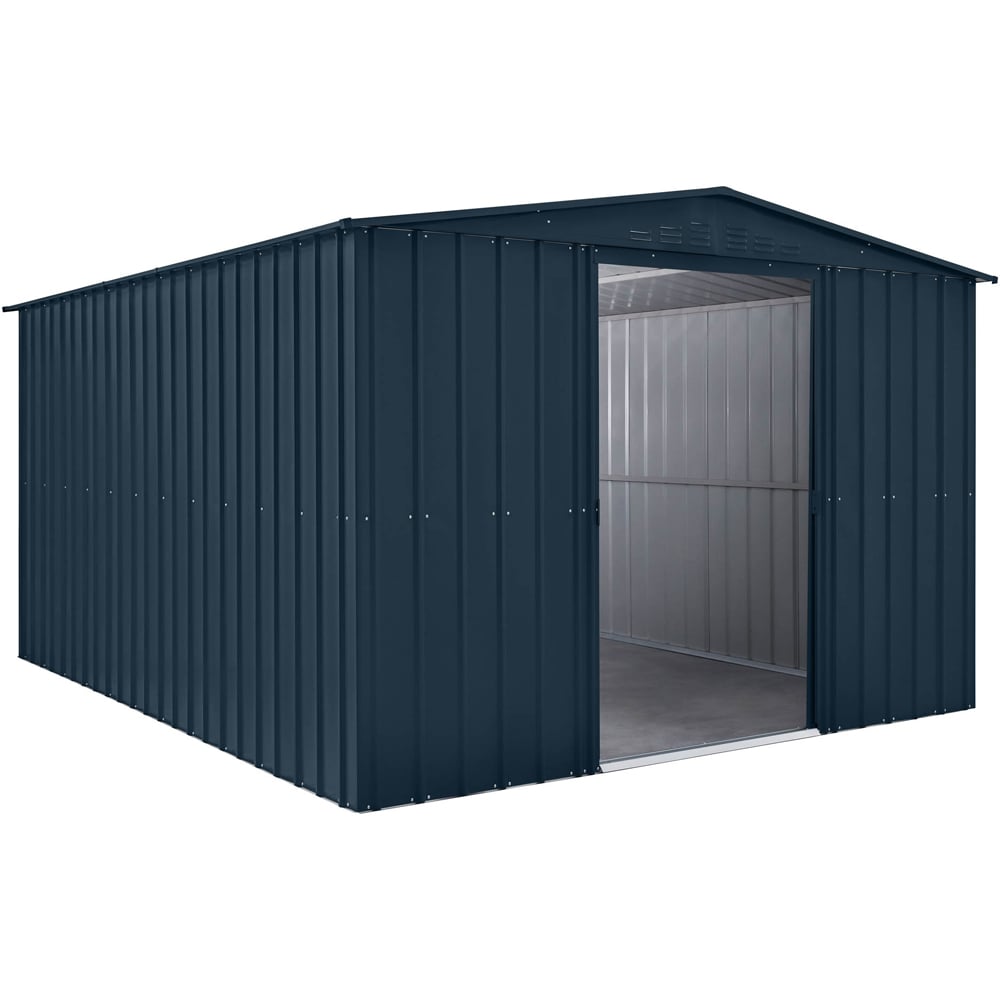 Globel 10 x 12ft 2 Door Grey Metal Apex Garden Shed Image 2